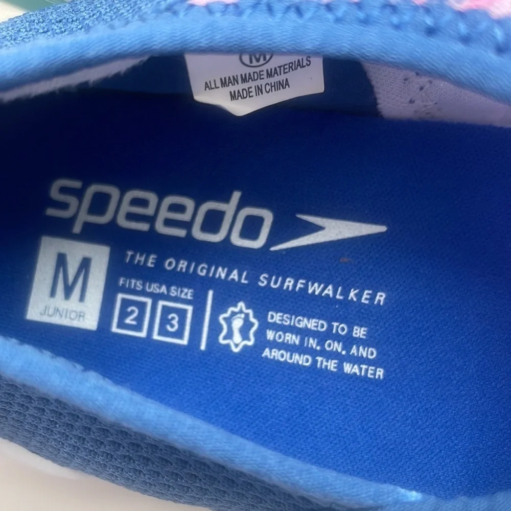 Speedo shoe Junior Blue Pink surfwalker lightweight water shoes New size med 2/3